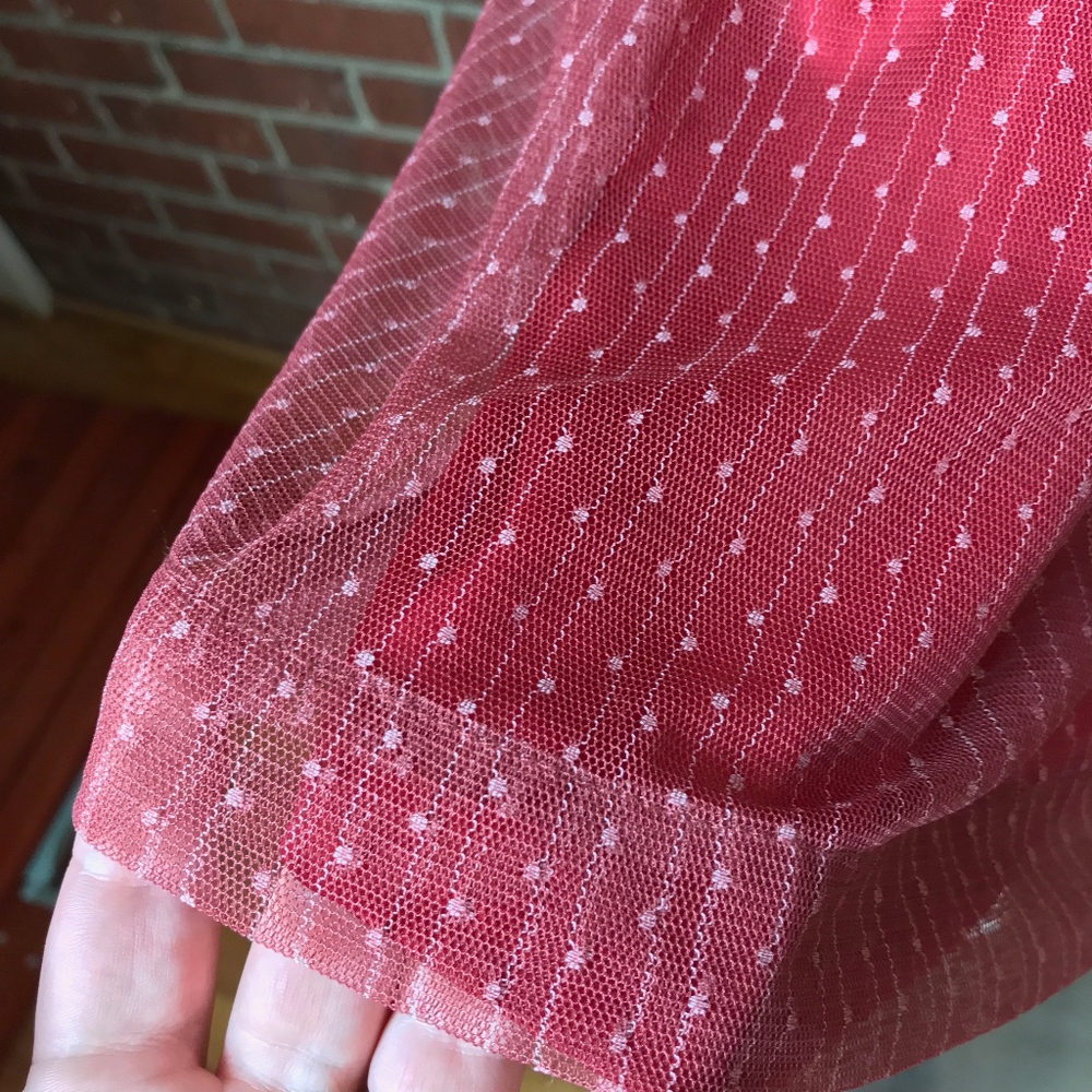 Fossil Red Swiss Dot Netting Swing Cocktail Dress - image 3